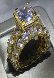 New Luxury Jewellery 925 Sterling SilverRose Gold Fill Princess Cut White Topaz CZ Diamond Gemstones Party Women Wedding B2764188