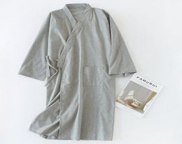 Men039s Sleepwear Summer Men Robe Gown Solid Cotton Japan Style Kimono Bathrobe Gowns Loose Male Nightgown Casual Sleep Home Cl4631073