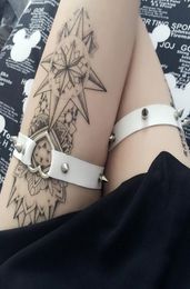 Whole2016 Brief Style Harajuku Punk Rivet Garter Ring Belt Sexy Leg Ring For Women Gifts Decorative Pink Heart Shape Garters6183341