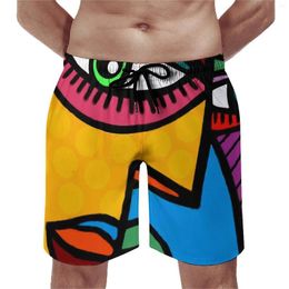 Men's Shorts Abstract Ladies Face Board Summer Funky Women Funny Beach Short Pants Men Sports Surf Comfortable Swimming Trunks