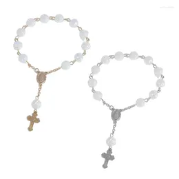 Charm Bracelets Wrist Jewelry Adjustable Rosary Bracelet Religious Beads Wristband F19D