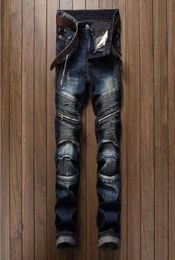 Men039s Distressed Ripped Skinny Jeans Fashion Mens Jeans Slim Motorcycle Moto Biker Causal Mens Denim Pants Hip Hop Men Jeans4737810