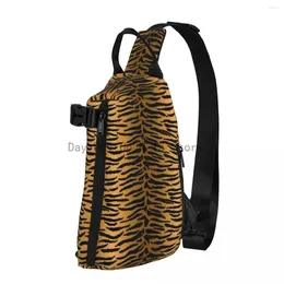 Backpack Golden Tiger Print Chest Bags Men Animal Skin Shoulder Bag Cool Phone Small Sports Outdoor Style Sling