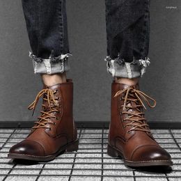 Boots Autumn Winter 2024 Men PU Leather Fashion Lace Up Gentleman Style Leisure Selling Comfortable