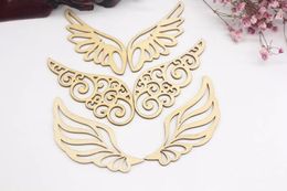 Decorative Figurines 6pcs/set European Style Retro Wood Angle Wings Hollow Carving For Holiday Party Wedding Decor DIY Craft Supplies