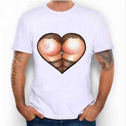 Men's T-Shirts Spank! Booty Heart T-Shirt Mens short sleeve I like sexy big butts cannot lie T Shirt fashion man casual Tops funny male Tees Q240517