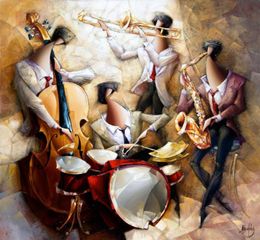 High quality Oil Paintings of Jazz Quartet canvas art abstract woman Hand painted Personalized Gift3529965