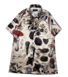 Herb Mushroom Printed Silk Short Sleeve Shirt for Men and Women5675673