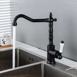 Kitchen Faucets Black Baass Basin Tap Single Hole Handle Faucet Swivel 360 Degree Sink Mixer Deck Mounted Taps