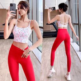 Women's Tanks High Impact Sports Bra For Running Walking Tops And Pants Strappy Vest Gym Crop Top Girls Yoga Waisted Leggings
