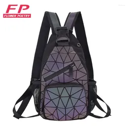 Backpack 2024 Men Backpacks Multifunctional Women Geometric School With Headphone Hole Luminous Man Shoulder Chest Bags