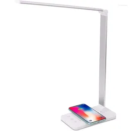 Table Lamps LED Desk Lamp With Wireless Charger USB Charging Port 5 Brightness Levels Lighting Modes Eye-Caring Office