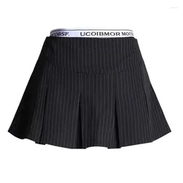 Skirts Casual Stripe Short Skirt For Women 2024 Summer Fashion Women's Pleated Mini Female Korean Street Elastic