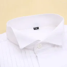 Men's Dress Shirts French Cufflink Tuxedo Shirt For Men White Black Wing Tip Collar Wedding Party Evening Long Sleeve
