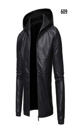 Hooded Plus Fleece Biker Leather Jacket Men Fur Coat Motorcycle PU Casual Slim Fit Male Slim Fit Outwear Size M5XL GA538 C11206512513