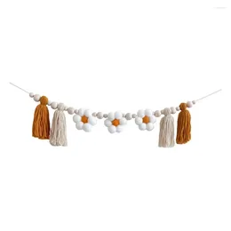 Decorative Figurines Unique Bohemian Design Decor Style Wooden Beads Wall Hanging Scandinavian Tassel For Brightening Bedposts