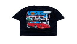 22ss Spring Summer American Cartoon Car t shirt distressed Vintage Tee Skateboard Men Women High Street Casual Tshirt5190982