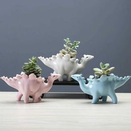 Planters Pots Cute Dinosaur Flower Pot Ceramic Succulent Pot Plant Pot Planter Bonsai Home Decor Indoor Decoration Desktop Ornaments J240515