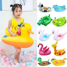 Sand Play Water Fun Cute Flamingo Duck Childrens Swimming Ring Inflatable Baby Shower Pool Floating Seat Beach Party Toy Q240517