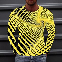 Fashionable mens long sleeved round neck t-shirt 3D printing creative spin graphic t shirts Street Mens clothing y2k tops 240511