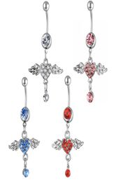 D05671 4 Colours Clear Nice style belly ring Purple Colour Angel as imaged piercing body jewlery navel jewelry2186300