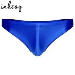 Underpants Mens Glossy Panties Sexy Low Rise Oil Shiny Briefs Bulge Pouch Thong Lingerie Smooth Tights Underwear Swimwear