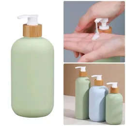 Storage Bottles Avocado Green Lotion Bottle With Bamboo Pump Shower Gel Body Wash Bathroom Soap Dispenser Cosmetic Container Travel