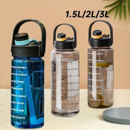 Water Bottles Leakproof Sports Bottle 1.5L/2L/3L Large Capacity Clear Drink With Time Marker Lightweight Jugs