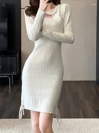 Casual Dresses High Quality Knitted Long Sleeved Dress Slimming Hair 2024 Autumn Fashionable Women'S Clothing