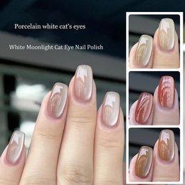 Porcelain White Magnetic Cat Eye Gel Nude Color Sparkling Glitter Semi Permanent Nail Art Soak Off LED UV Varnishe 240510