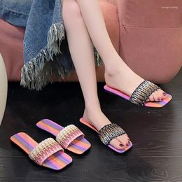 Casual Shoes Women's Summer Slippers Flip-flops Flat Outdoor Beach Sandals Green Plus Size 36-43