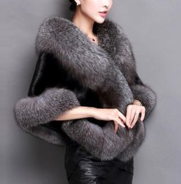 Fake Fur Poncho Cape Coats Faux Fur Vest Jacket Women 5 Colors Woman Fur Coats Winter F04049302349