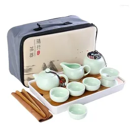 Teaware Sets Chinese Travel Tea Set With Bag Ceramic Portable Teacup Porcelain Service Gaiwan Cups Mug Of Ceremony Teapot