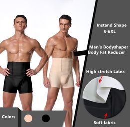 Men High Waisted Latex Body Fat Reducer Panties Tummy Control Slimming Abdomen Boxer Body Shaper Shorts Butt Lifter Shapewear Plus9033925