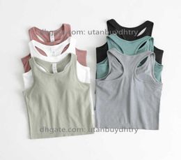 Custom Racerback Yoga Tank Tops Women Fitness Sleeveless Cami Top Sports Shirt Slim Ribbed Running Gym Shirts Built In Bra 226327140