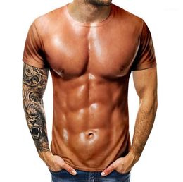 Men039s TShirts Funny 3D Muscle T Shirt Summer Fake Short Sleeve Fitness Tee Cool Tops Printing Streetwear Body Shirt18651671