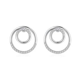 Stud SPE13 Versatile dazzling round screw earrings with crystal cubic zirconia minimalist earrings suitable for jewelry for young women Q240517