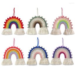 Decorative Figurines 6 Lines Macrame Rainbow Hanging Ornaments DIY Cotton Rope Woven Wall Decoration G5AB