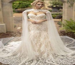 Ivory Long Bridal Wraps Shawls High Neck Lace Wedding Cloaks Jackets Brides Boleros For Wedding Dresses Evening Party High Custom3470763