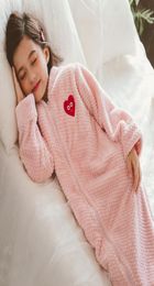 412 Years Children039s Winter Zipper Bathrobe Flannel Girls Nightdress For Kids Teen Girl Dressing Gown Sleepwear Warm Pyjamas5376961