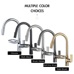 Brass Kitchen Faucet Gold brushed single handle cold and hot sink faucet with basket Tap with dual function cleaning