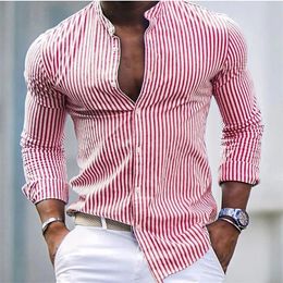 Mens Shirt Stripe Print Flip Collar Button Shirt Soft and Comfortable Extra Large XS-6XL 240517