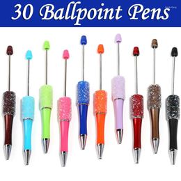 30Pcs Wholesale Full Star Beaded Pen Creative DIY Handmade Sticker Set Diamond Ballpoint Pens Advertising Gift