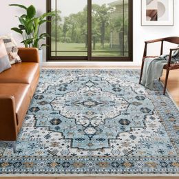 Carpets Washable Rug Living Room Rugs: 9x12 Area Large Boho Medallion Distressed Indoor Soft Floor Anti Slip Carpet For Unde