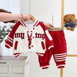 Clothing Sets Baby Outfits 2024 Spring Korea Style Letter Cardigan Coats White T-Shirts Pants Sport Suit For Kids Boys Luxury Designer