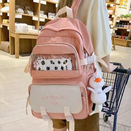 Backpack Fashion Pure Colour Rucksack College School Student Teenage Girl Book Bag Large Capacity Waterproof Women's Schoolbag