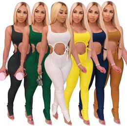 Stretch 2 Piece Club Outfits for Women Sexy Sleeveless Lace Up Crop Top and Bodycon Long Pencil Pants Set Tracksuit9620464