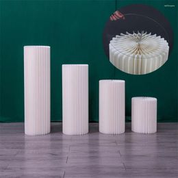 Party Decoration 4pcs/set Can Bear 55KG White Origami Round Pillar Birthday Cake Dessert Table Marriage Foldable Stand Props
