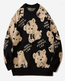 Men039s Sweaters Tiger Pattern Sweater Men Women Hip Hop Streetwear Cartoon Knitted Jumper Spring Autumn Harajuku Oversized Loo3386870