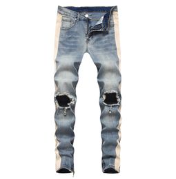 Top Quality Jeans Distressed Ripped Biker Pants Slim Fit Motorcycle Denim Pant Mens Designer Jeans Size 29403125995